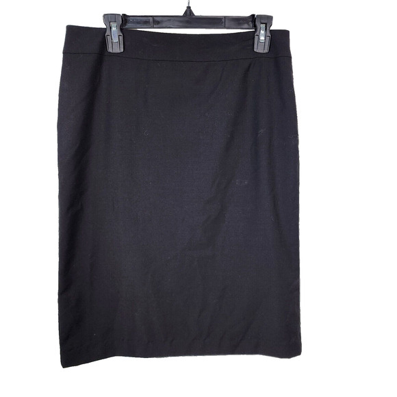 Talbots Womens Pencil Skirt Size 10 Black Wool Blend Midi Length Lined Stretch - Picture 1 of 8